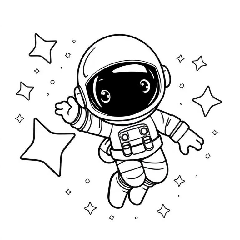 Tiny Astronaut coloring page preview