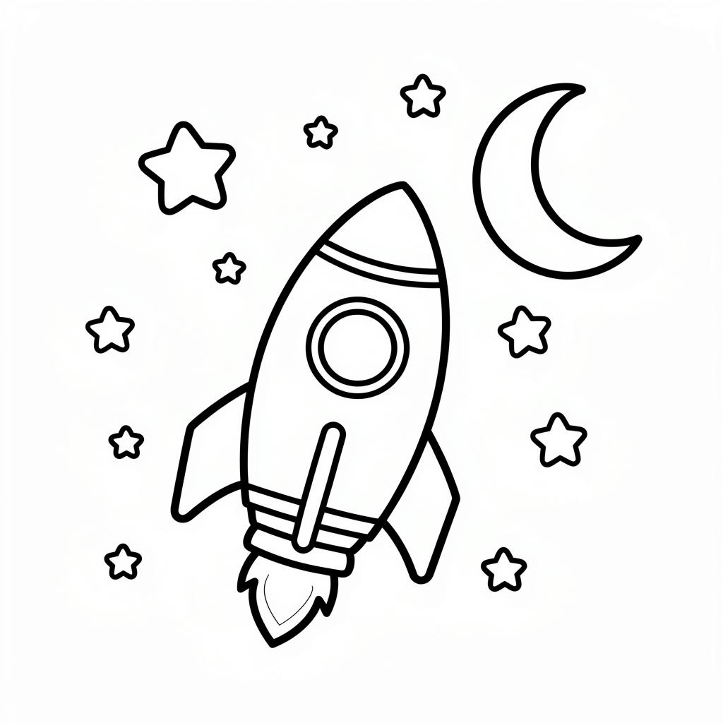 Starry Rocket coloring page preview